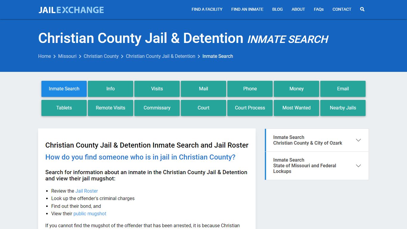 Inmate Search: Roster & Mugshots - Christian County Jail & Detention, MO
