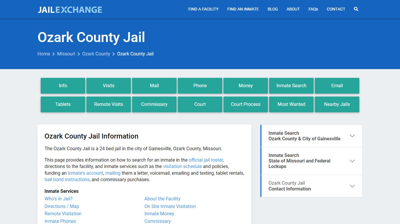 Ozark County Jail, MO Inmate Search, Information